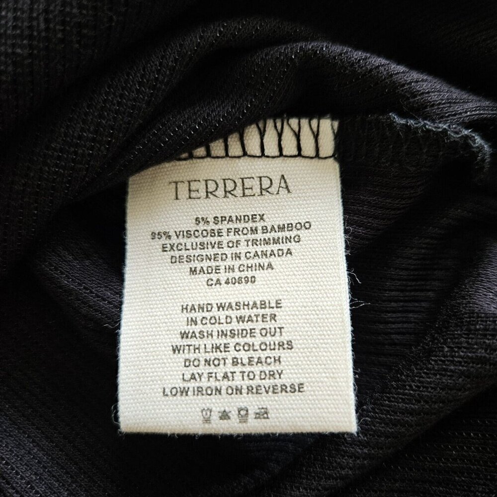 Terrera Black Turtleneck Top Womens L Bamboo Spandex LS Minimalist Office Siren - Picture 5 of 12
